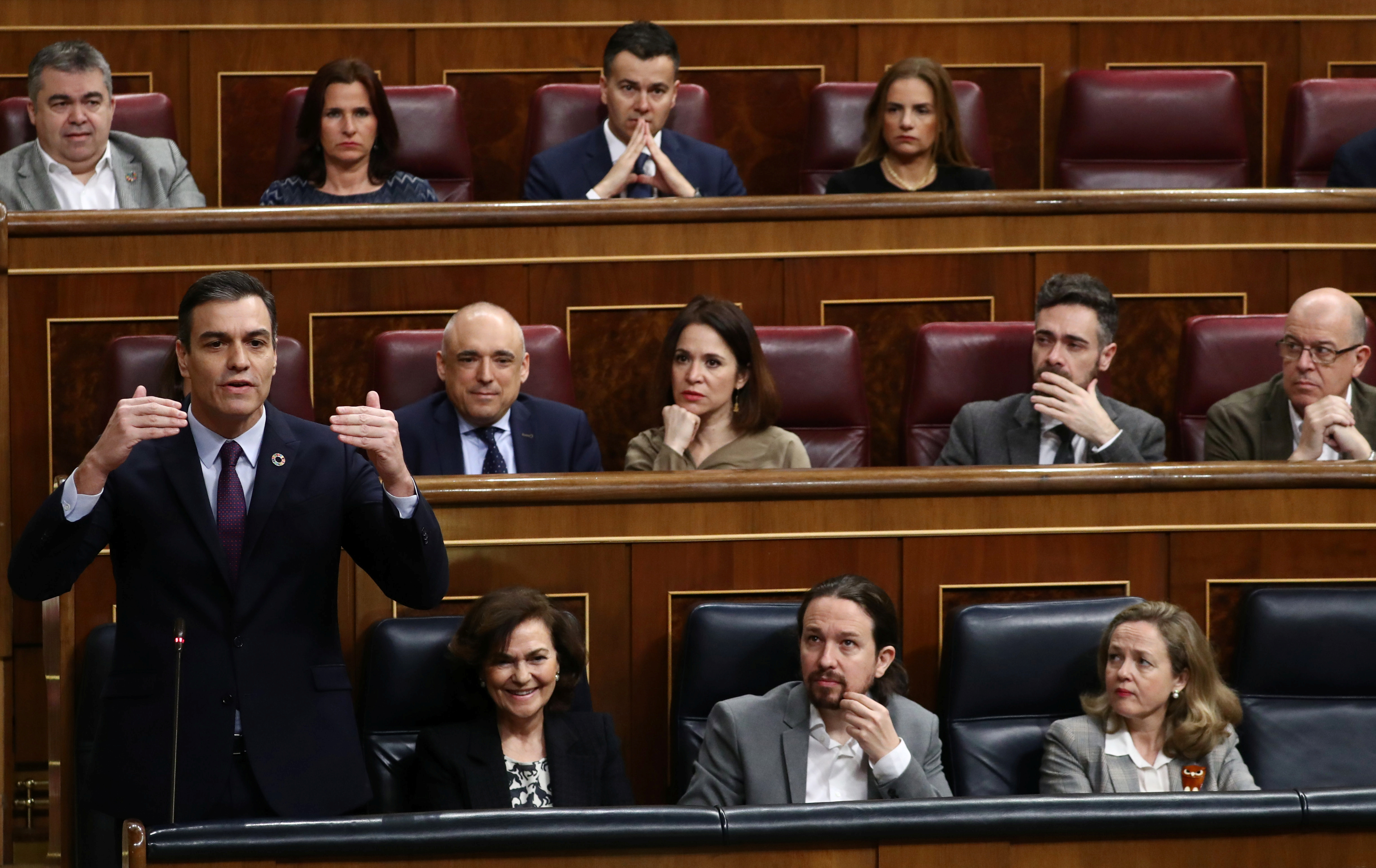 Spain S Prime Minister Pedro Sanchez Speaks During A Cabinet Control   RTS31QT7 